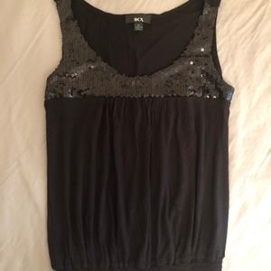 BCX Sequin Accented Cinched Hip Tank
